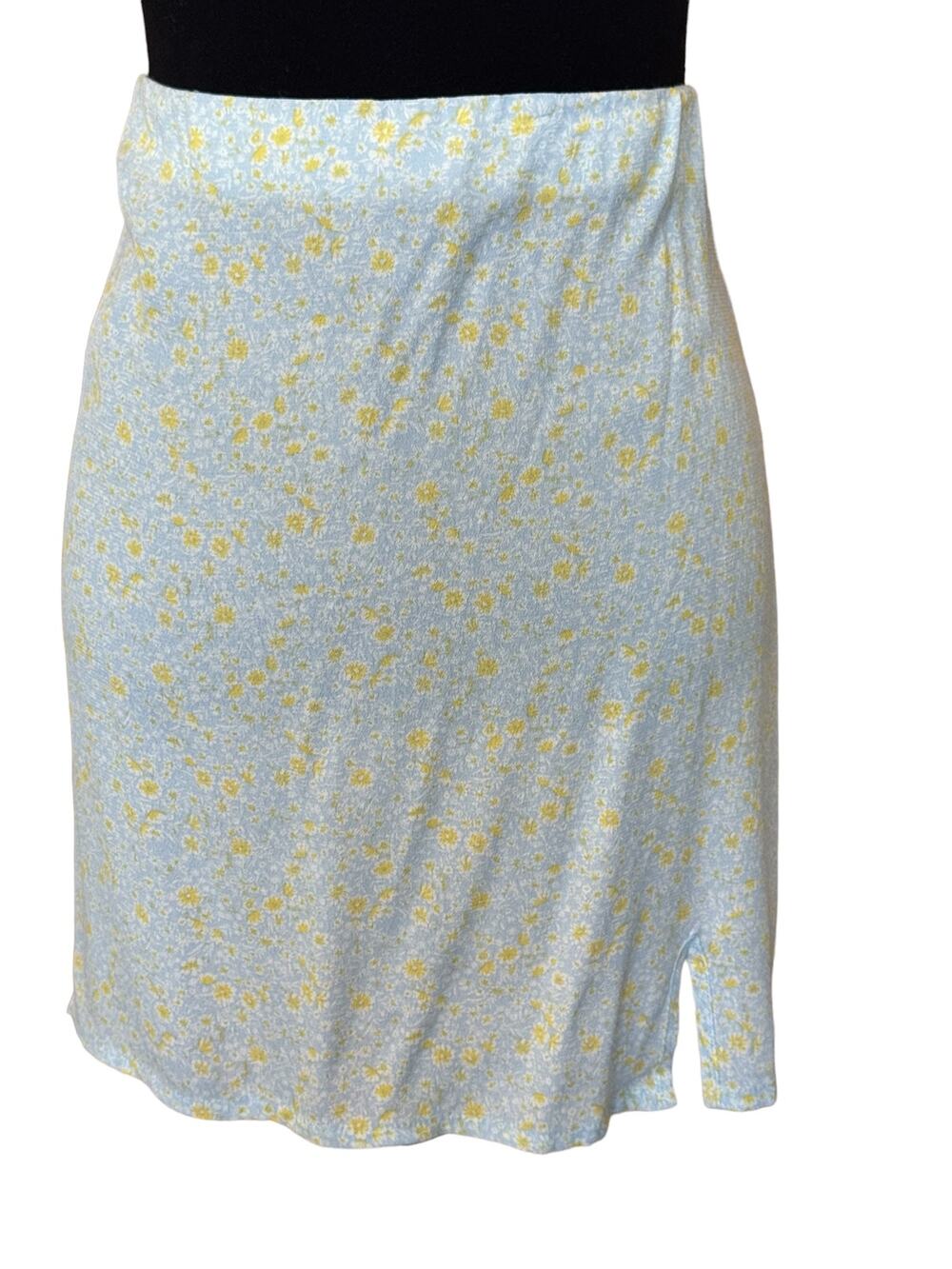 New ~ ELODIE , NORDSTROM ~ Blue Mustard Floral Print Mini Skirt Size XL